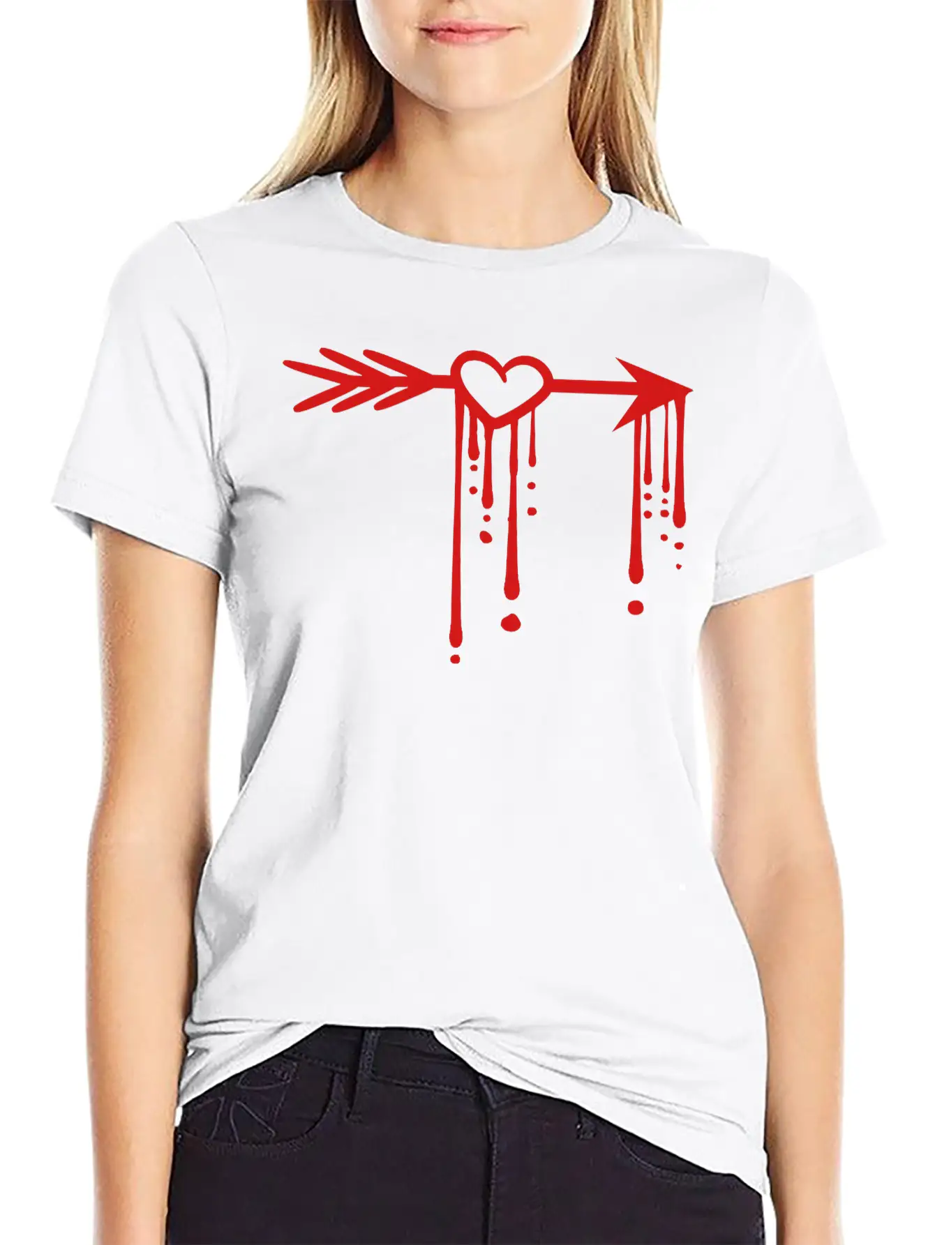 Drops Blood Graffiti In Love Heart Arrow Love Shoo Stylish Everyday T-Shirt – Unisex Basic Cotton Tee