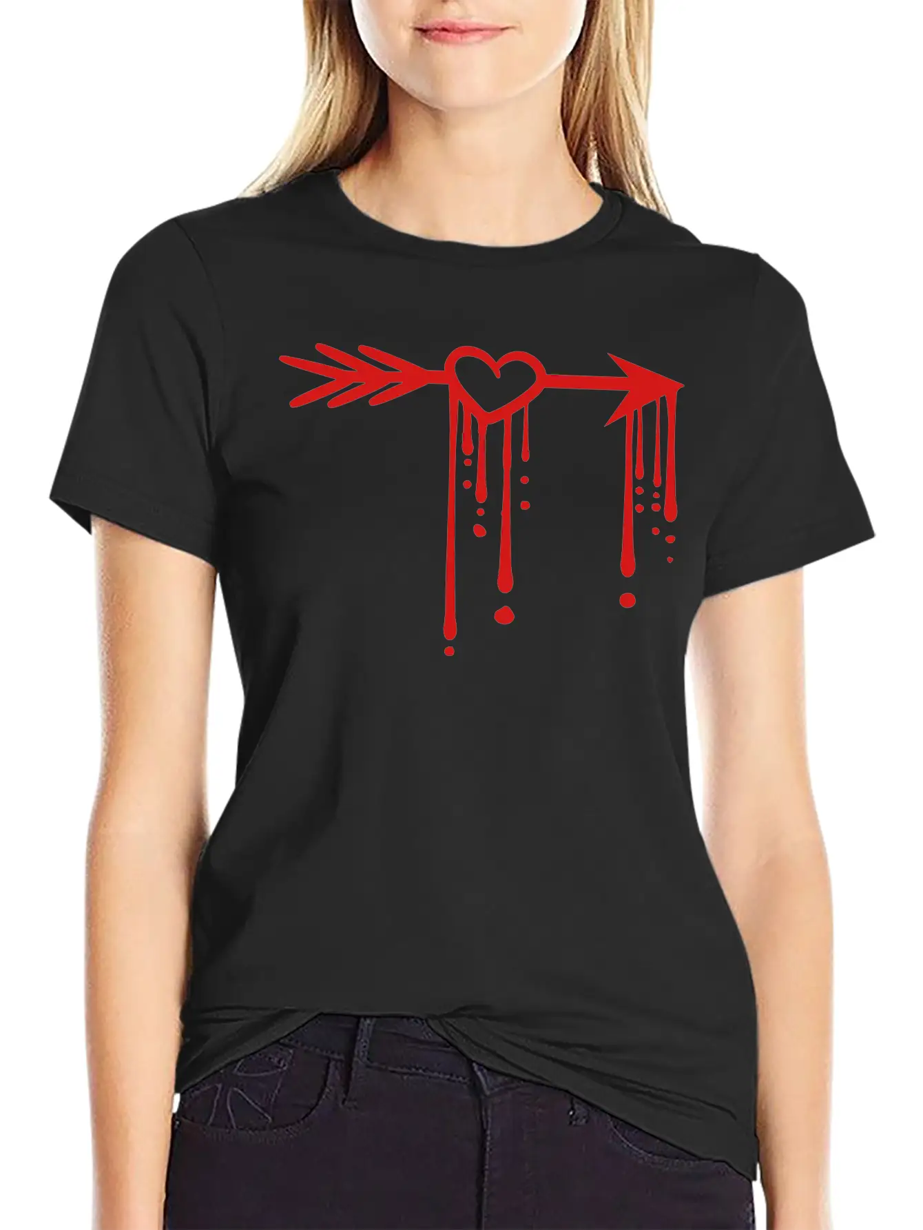 Drops Blood Graffiti In Love Heart Arrow Love Shoo Stylish Everyday T-Shirt – Unisex Basic Cotton Tee