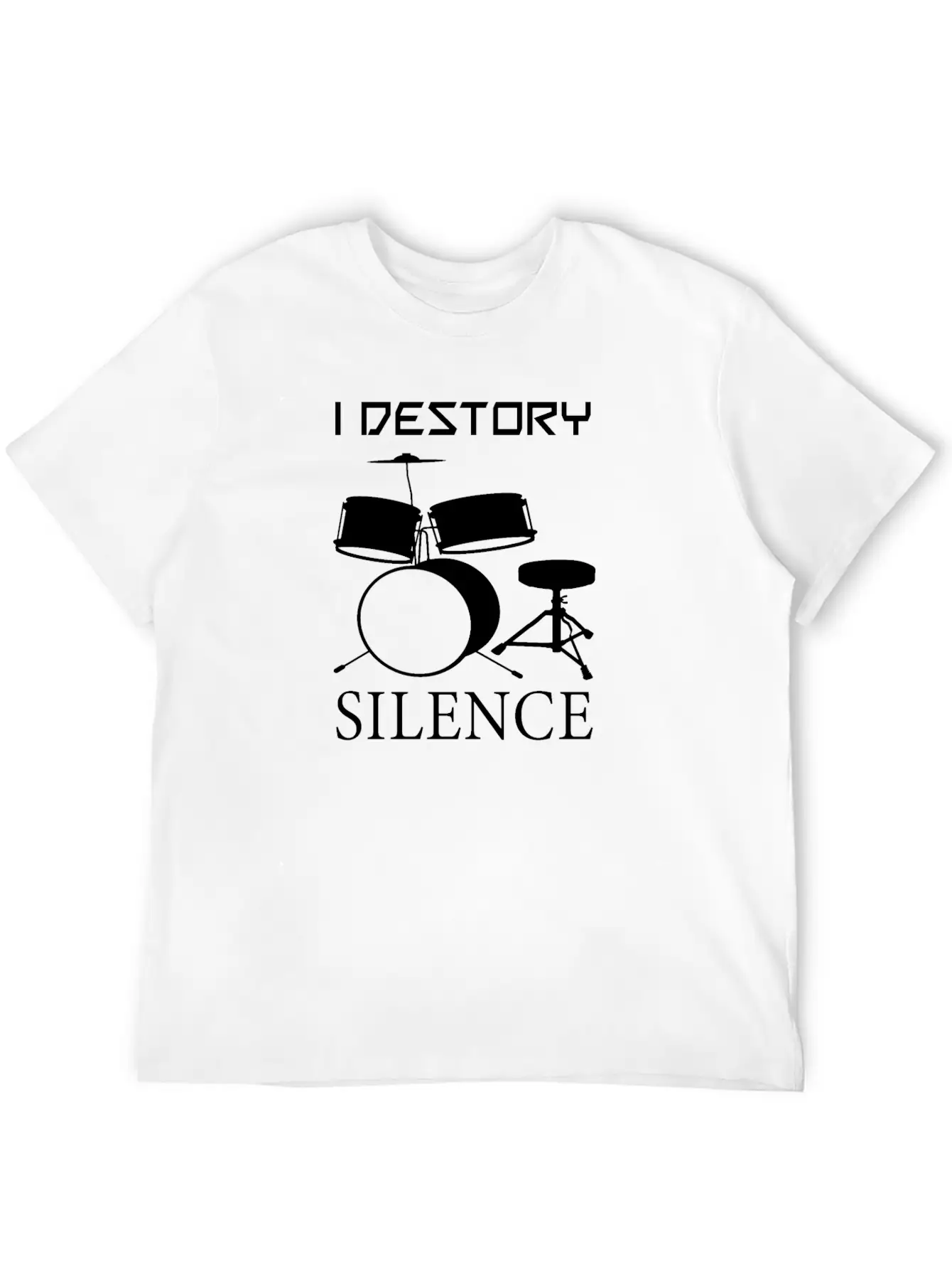 Druming Destory Silence Unisex Casual T-Shirt – Clean Design For Daily Comfort