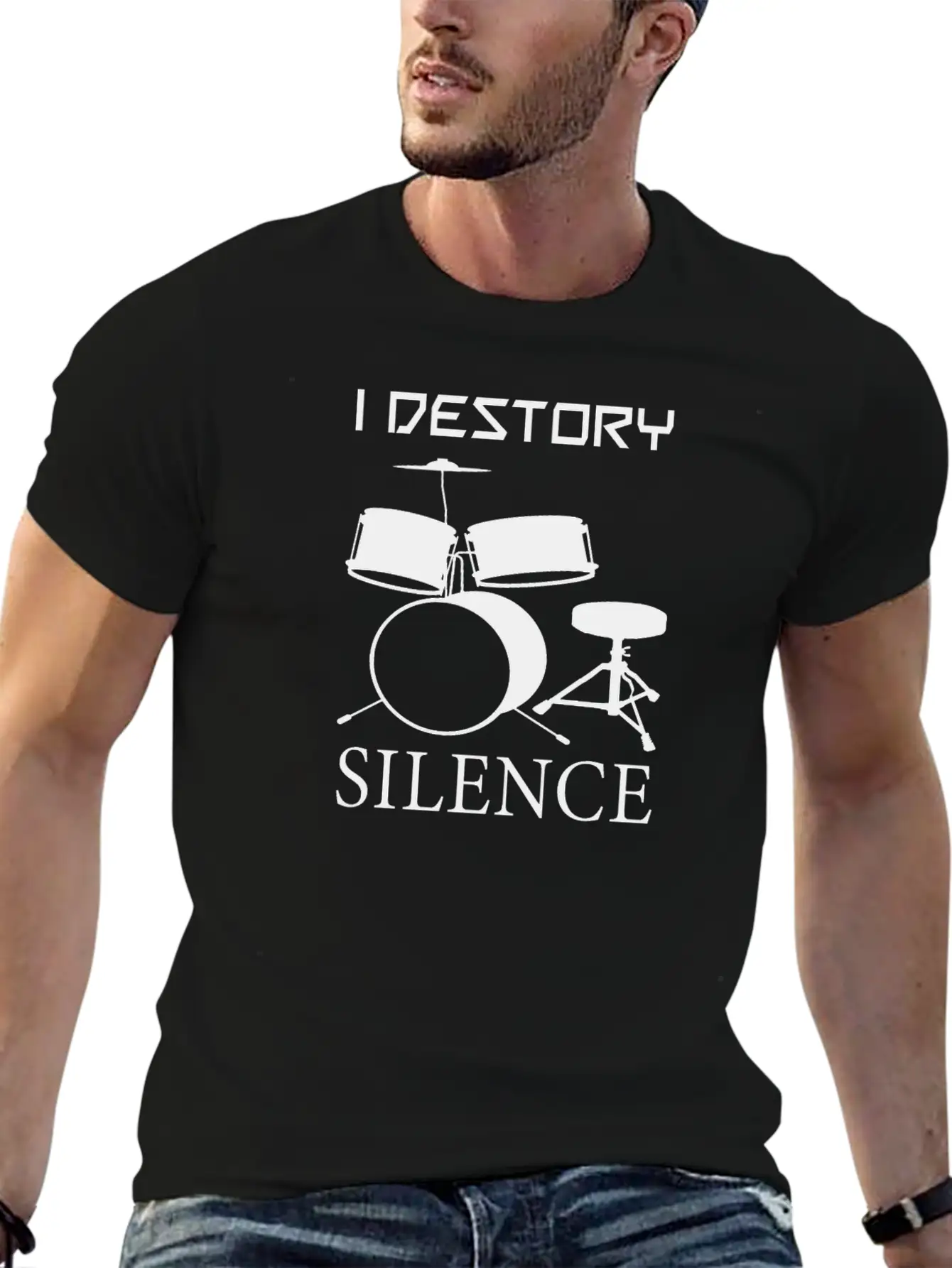 Druming Destory Silence Unisex Casual T-Shirt – Clean Design For Daily Comfort