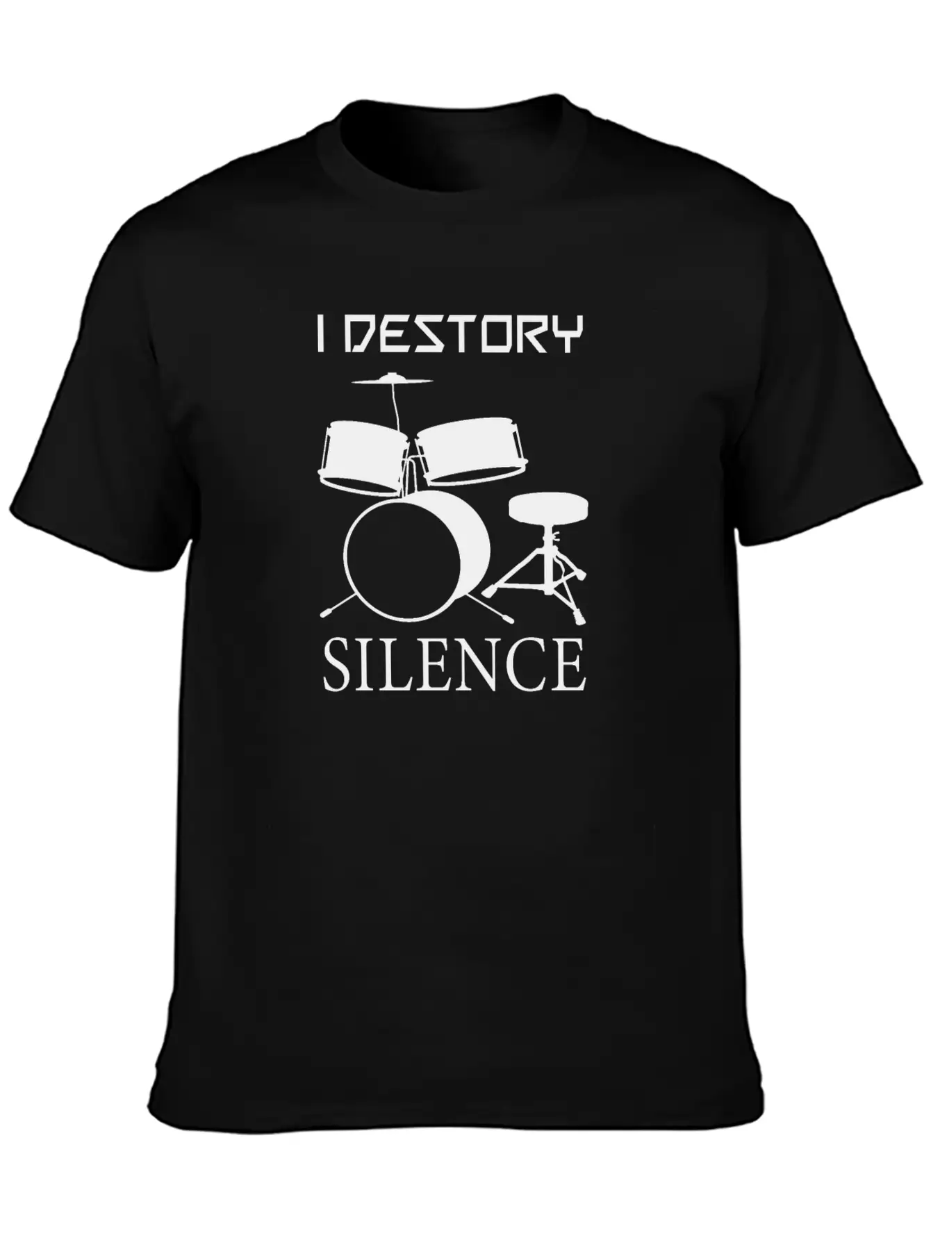 Druming Destory Silence Unisex Casual T-Shirt – Clean Design For Daily Comfort