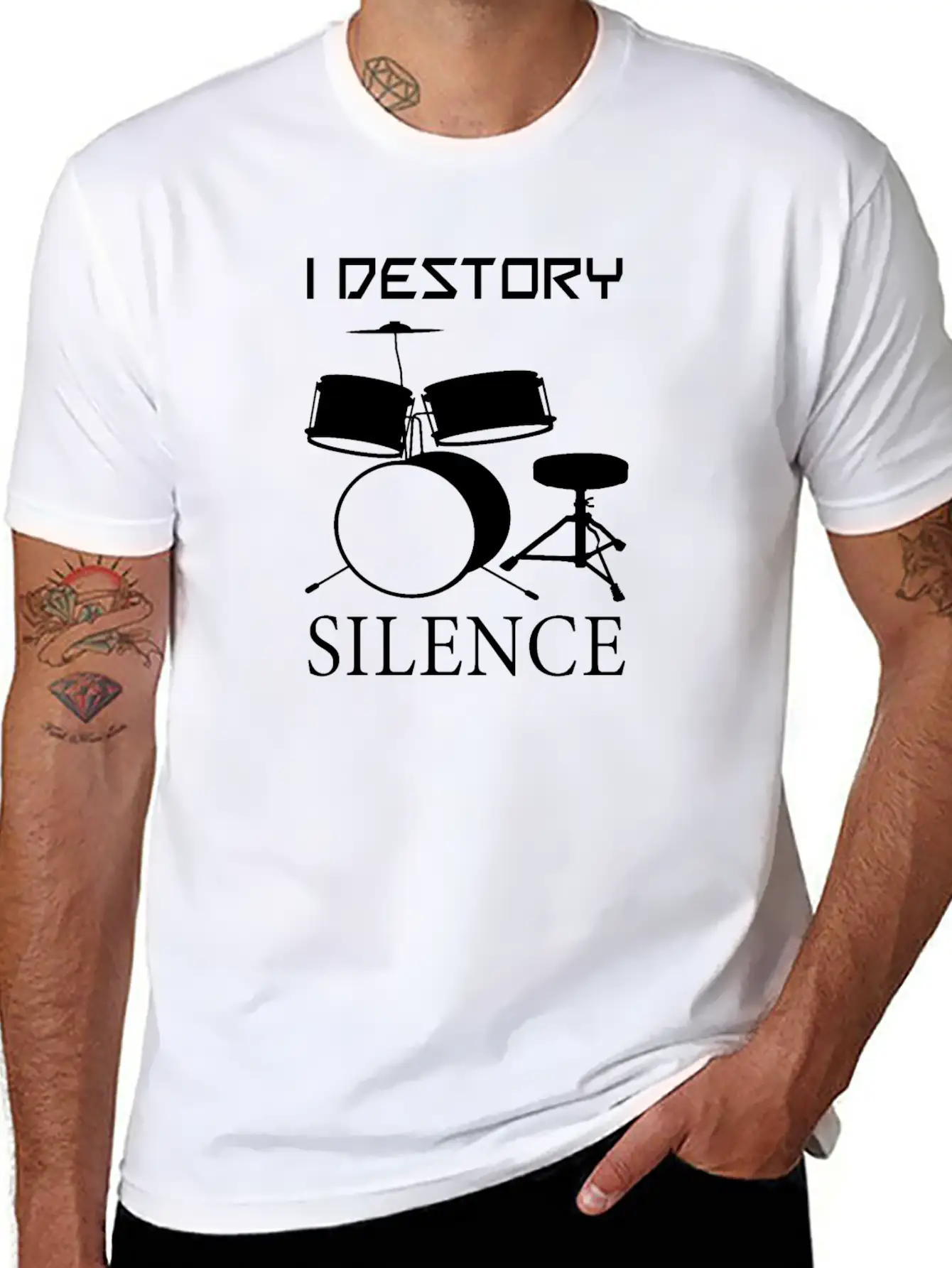 Druming Destory Silence Unisex Casual T-Shirt – Clean Design For Daily Comfort