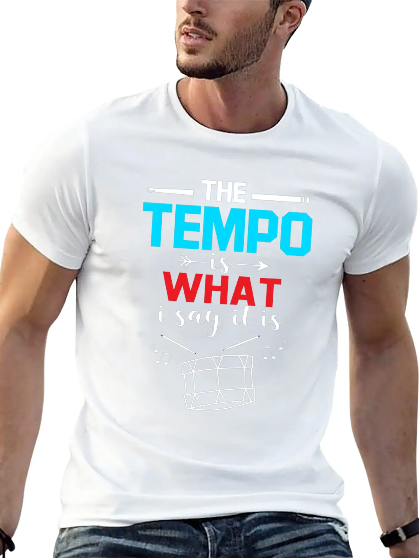 Drummer Drum Drumsticks Drumming Instrument Music Unisex Short Sleeve Soft Cotton T-Shirt – Casual Everyday Wear