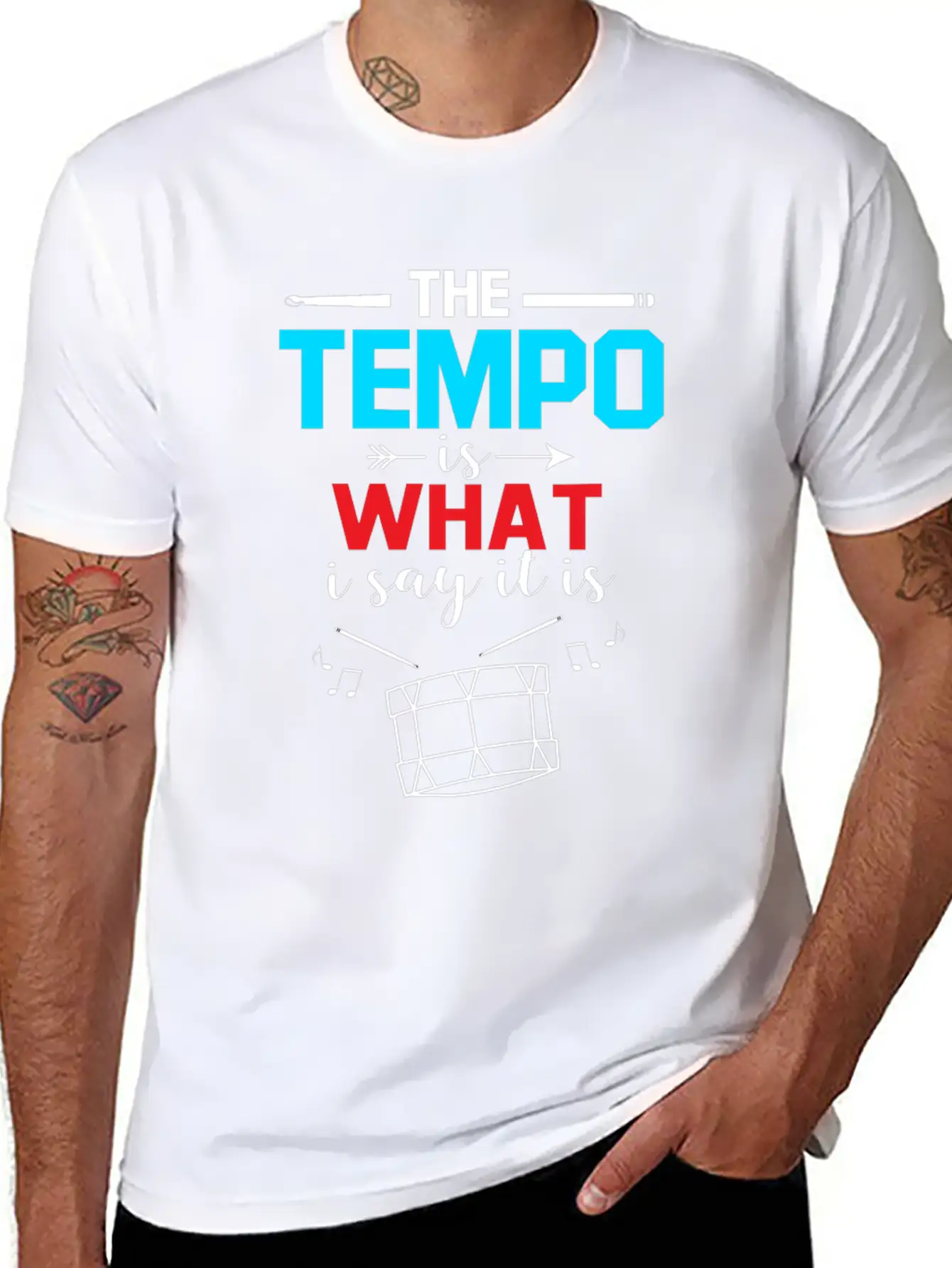 Drummer Drum Drumsticks Drumming Instrument Music Unisex Short Sleeve Soft Cotton T-Shirt – Casual Everyday Wear