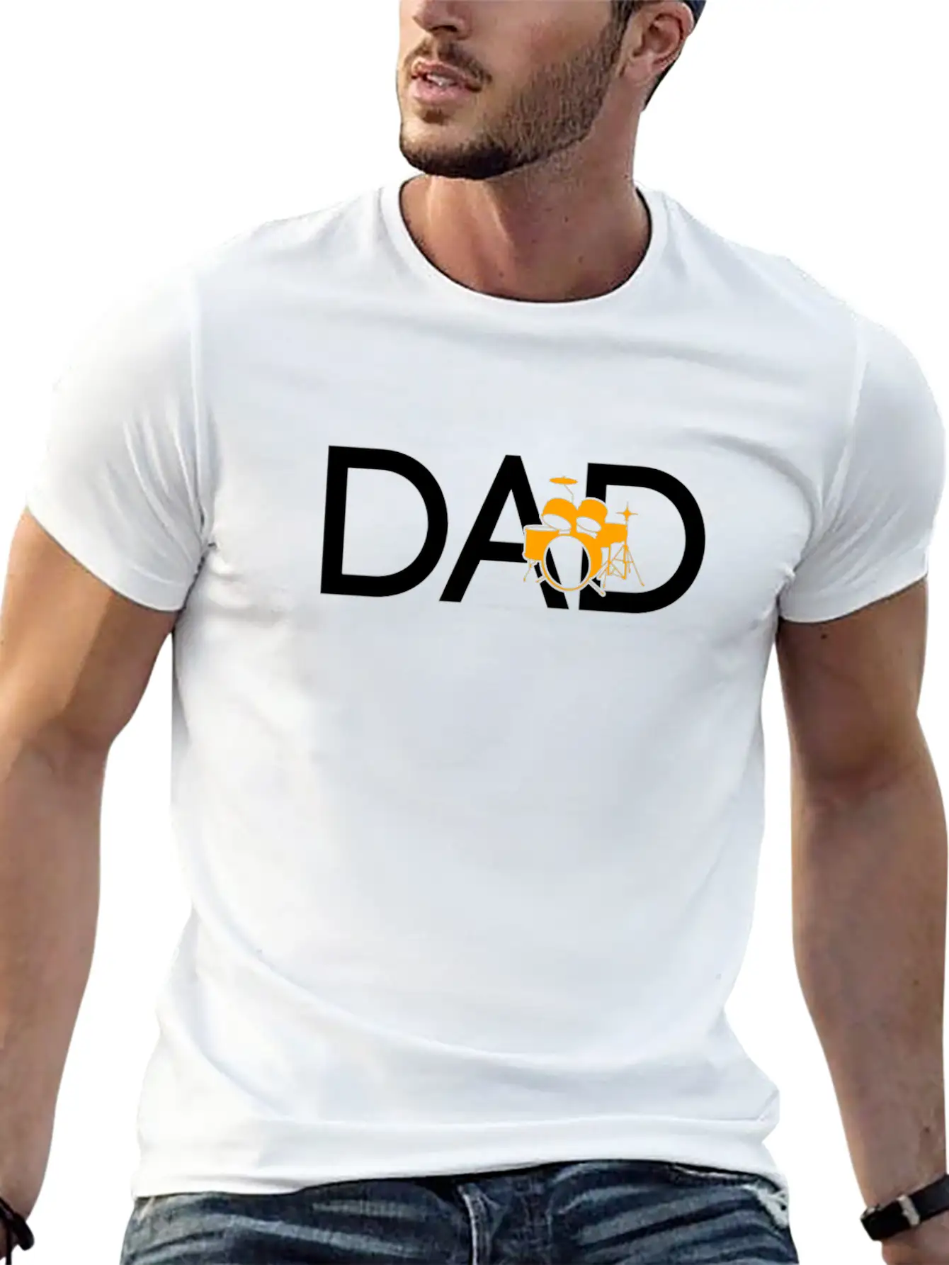 Drums Dad Unisex Short Sleeve Soft Cotton T-Shirt – Casual Everyday Wear