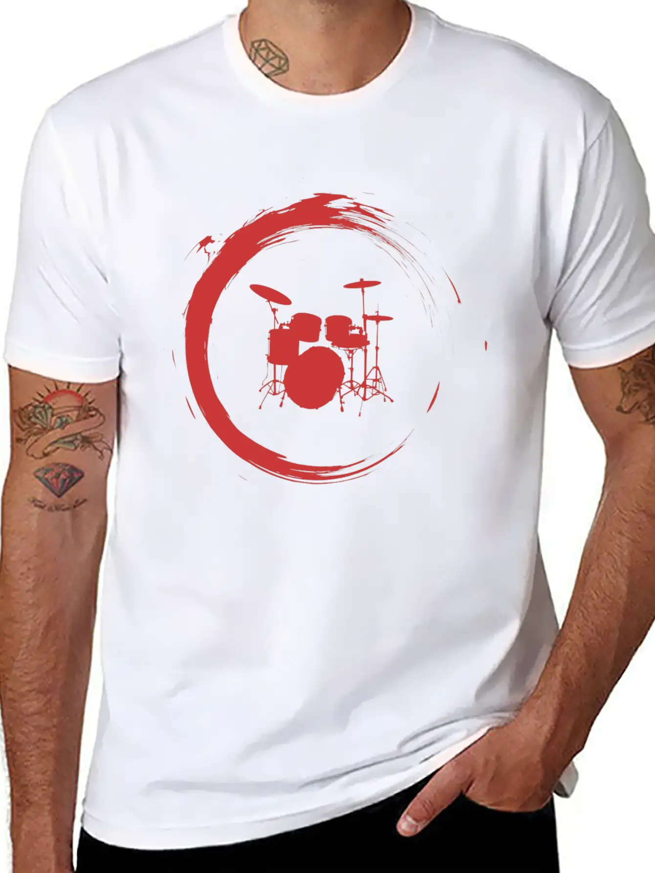 Drums Unisex Short Sleeve Soft Cotton T-Shirt – Casual Everyday Wear