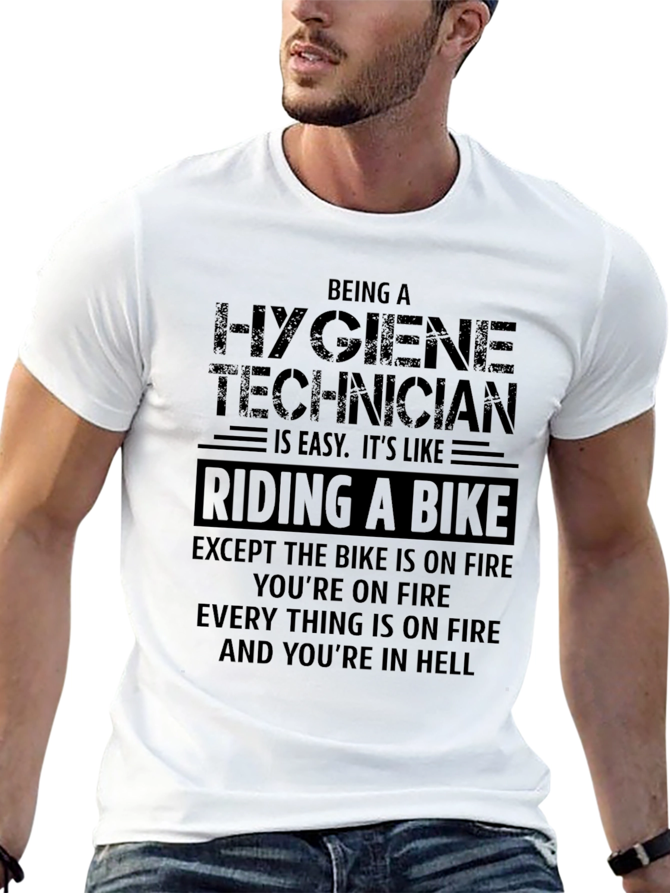 Hygiene Technician Riding A Bike Funny T-Shirt