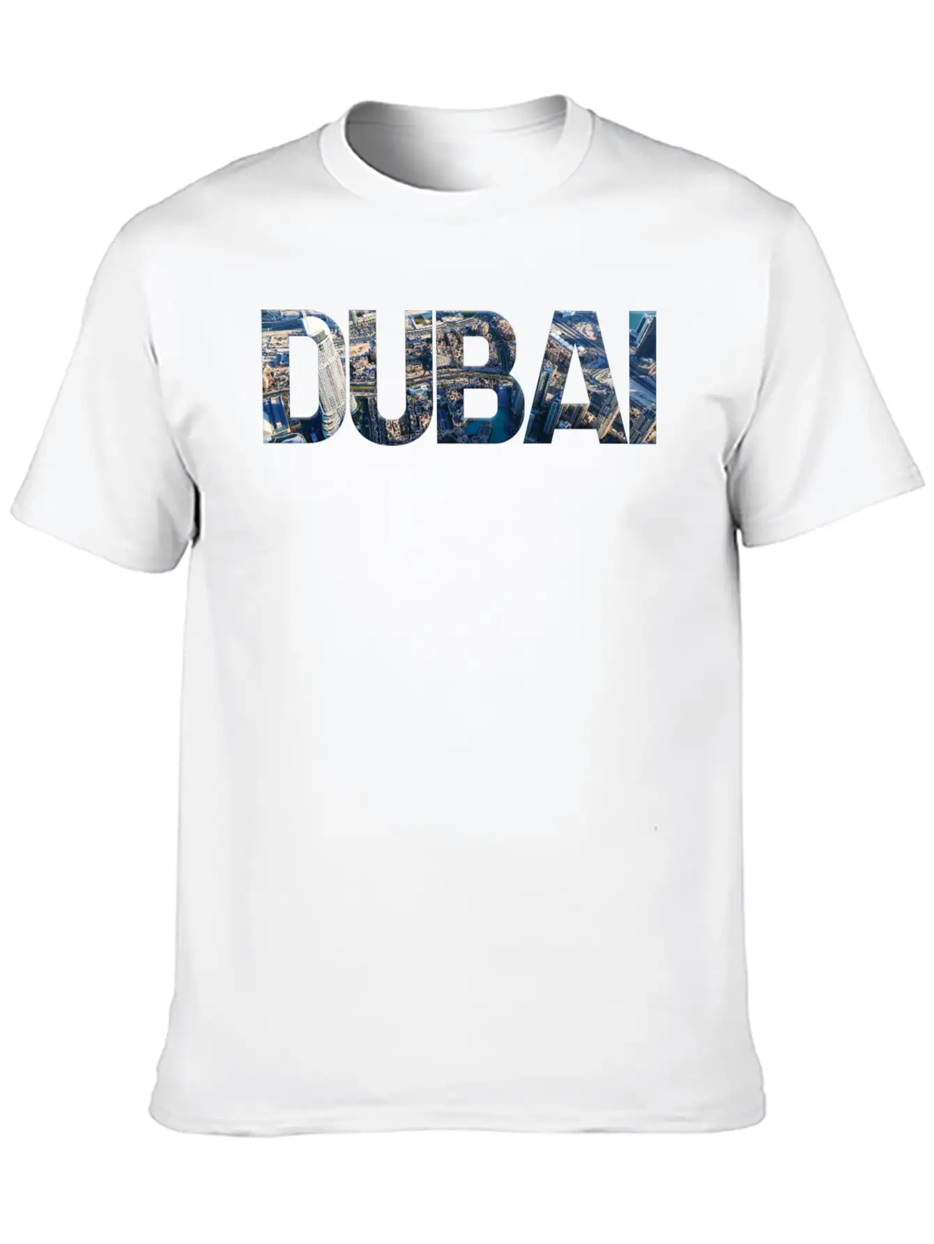 Dubai Skyline Typography Unisex Short Sleeve Soft Cotton T-Shirt – Casual Everyday Wear