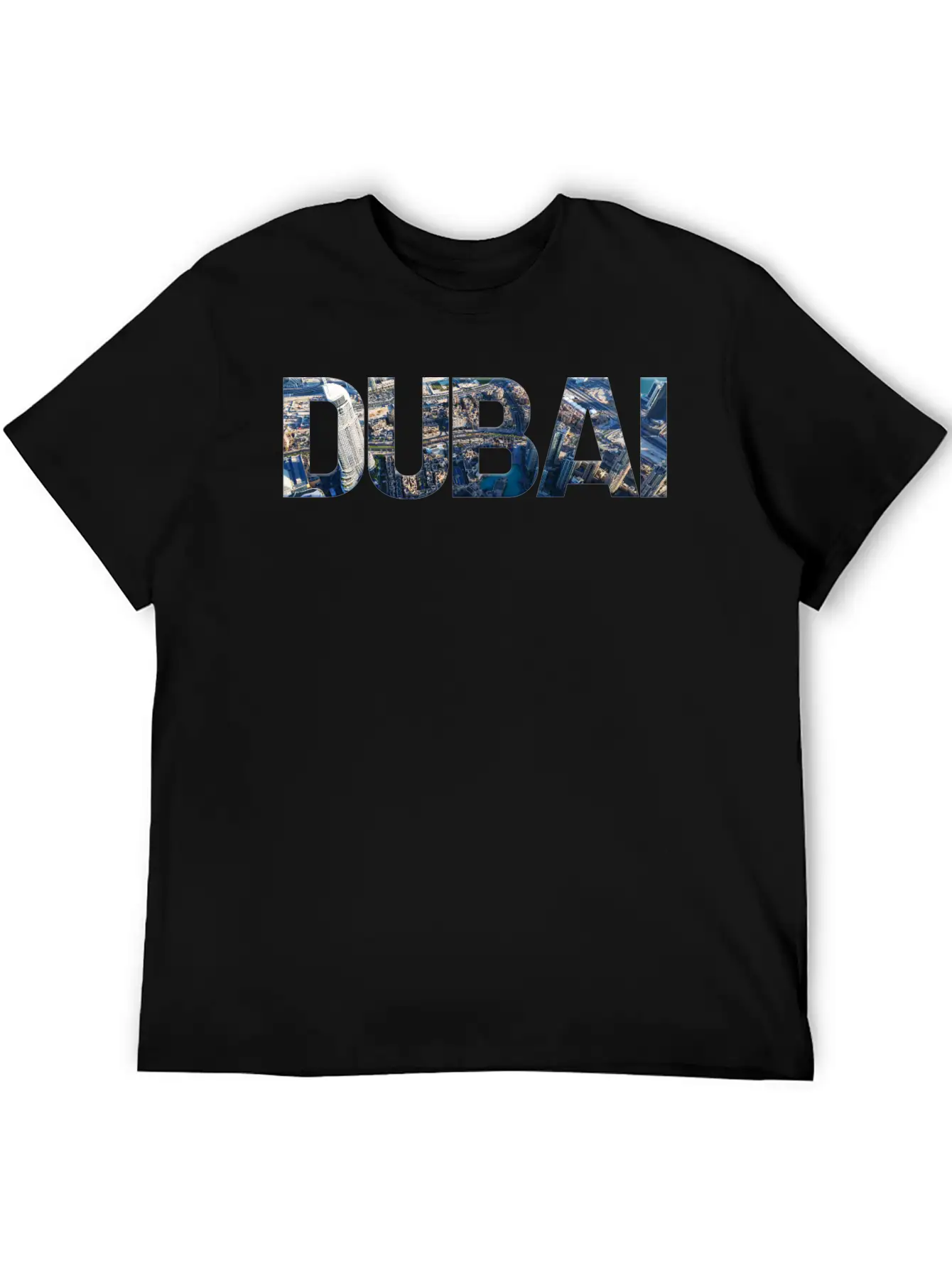Dubai Skyline Typography Unisex Short Sleeve Soft Cotton T-Shirt – Casual Everyday Wear