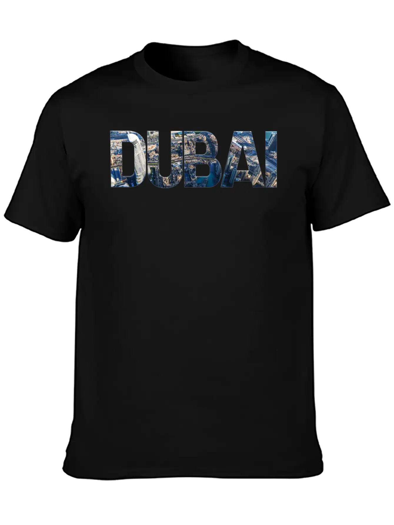 Dubai Skyline Typography Unisex Short Sleeve Soft Cotton T-Shirt – Casual Everyday Wear