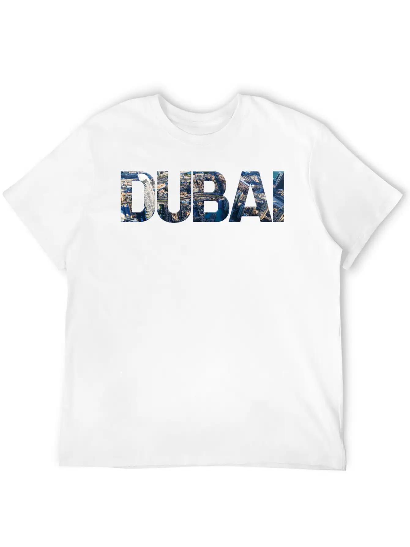 Dubai Skyline Typography Unisex Short Sleeve Soft Cotton T-Shirt – Casual Everyday Wear