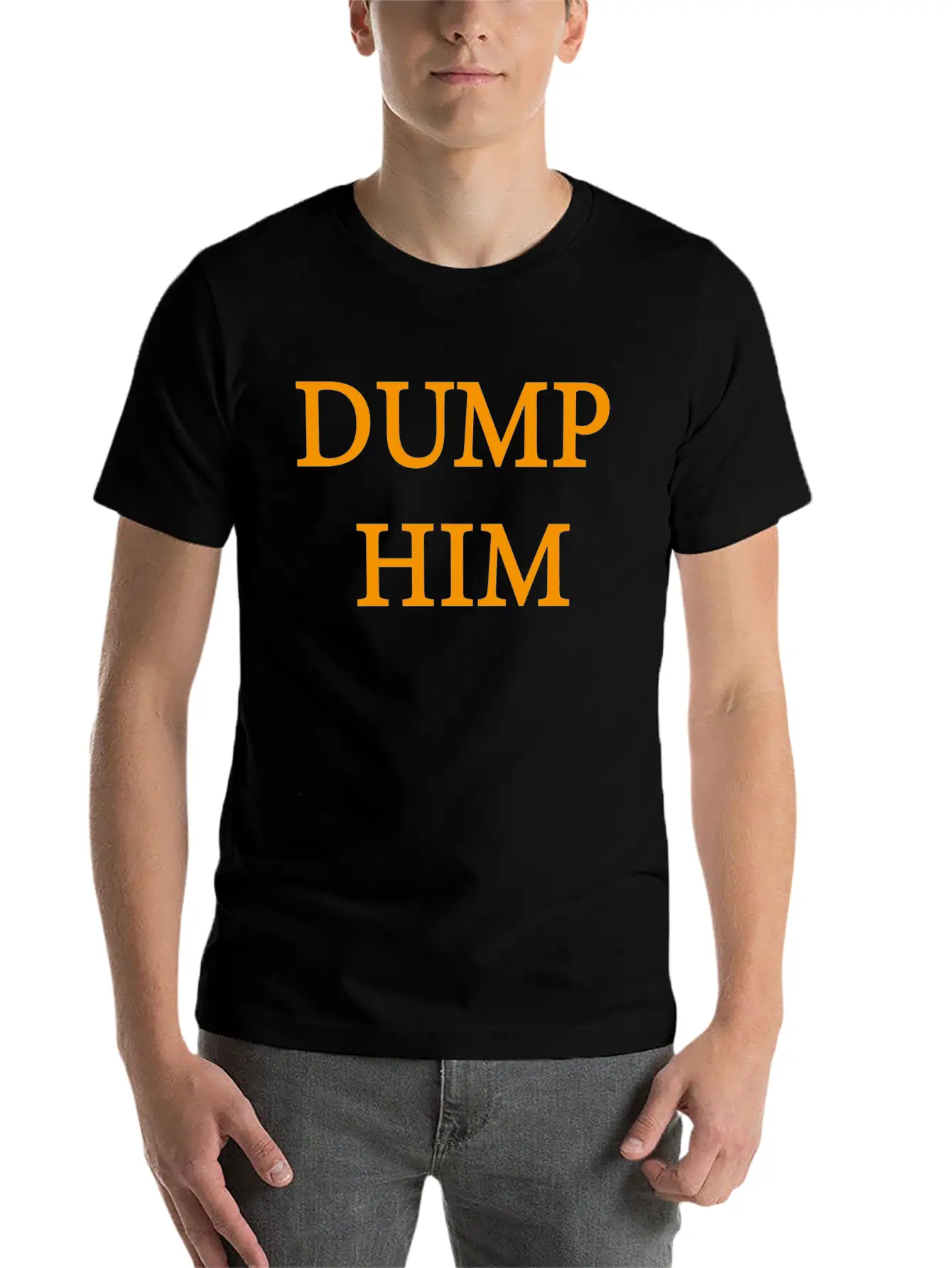 Dump Him Orange Letters Women's Crop Timeless Short Sleeve Tee – Comfy And Minimalist Design