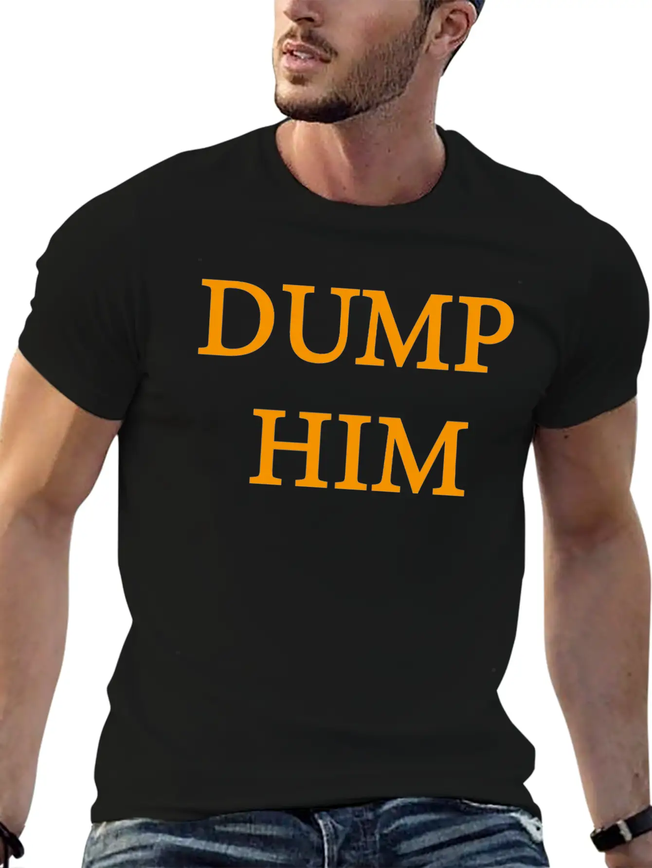 Dump Him Orange Letters Women's Crop Timeless Short Sleeve Tee – Comfy And Minimalist Design