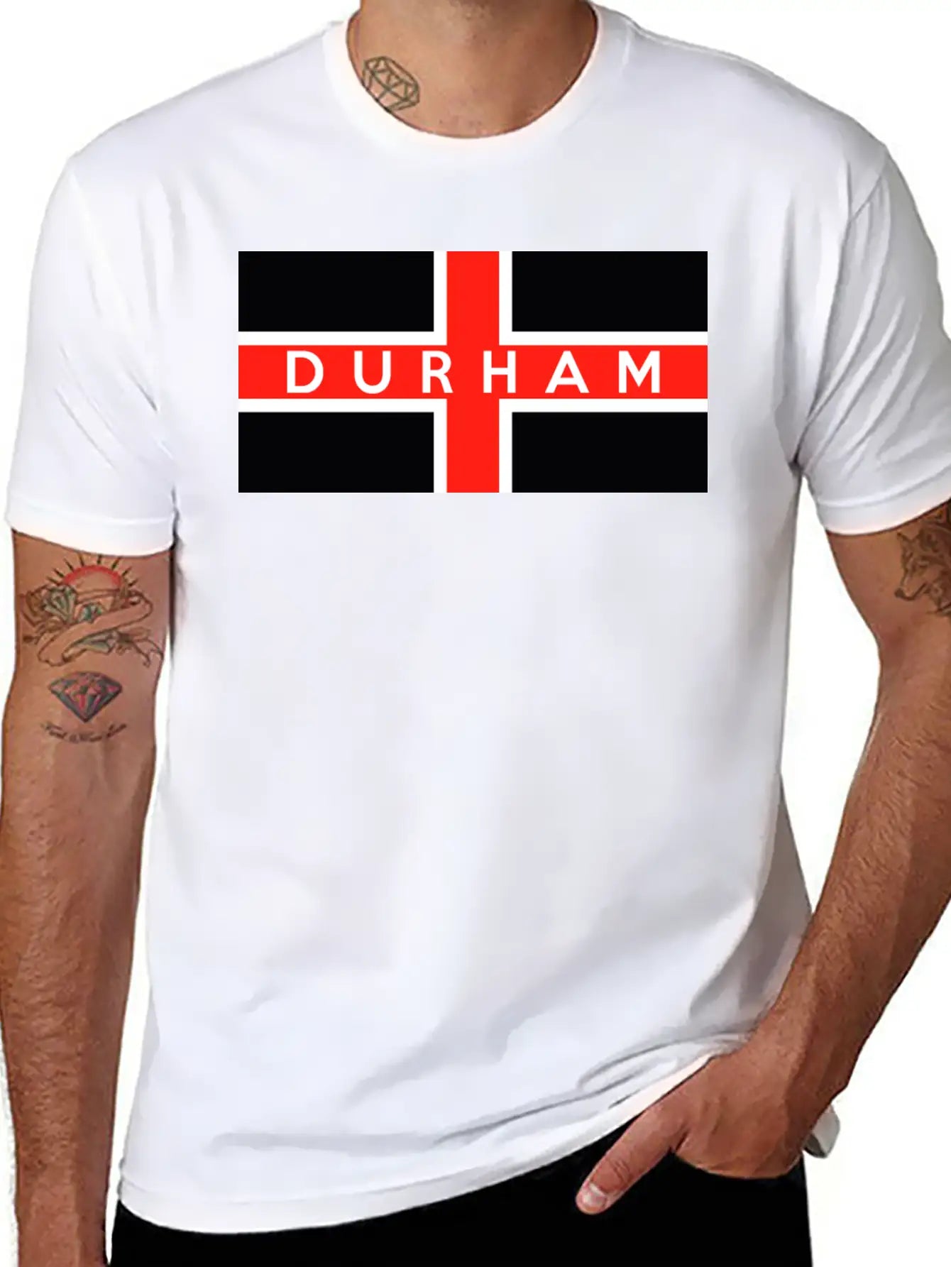 Durham City Flag Essential Unisex Summer Tee – Soft Cotton Casual Fit