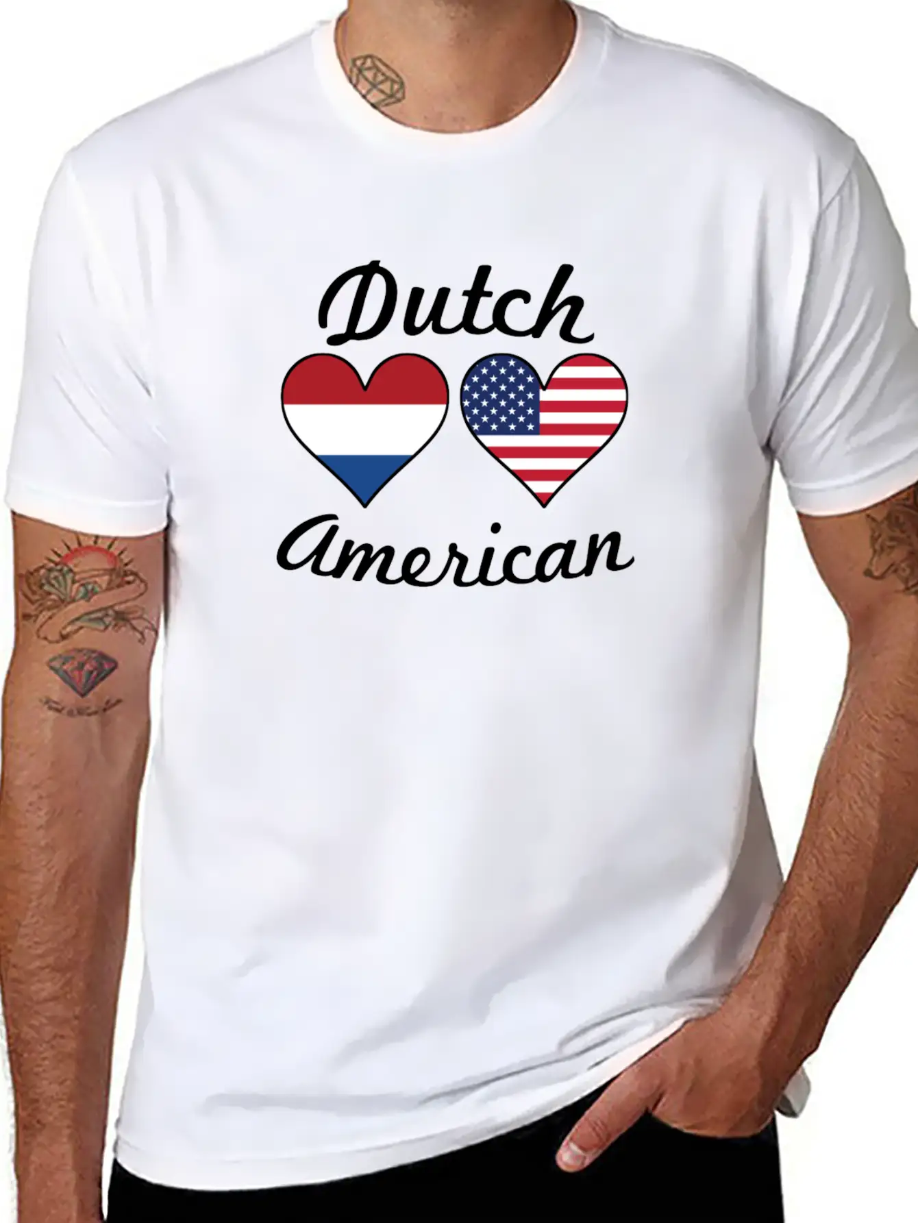 Dutch American Flag Hearts Timeless Short Sleeve Tee – Comfy And Minimalist Design