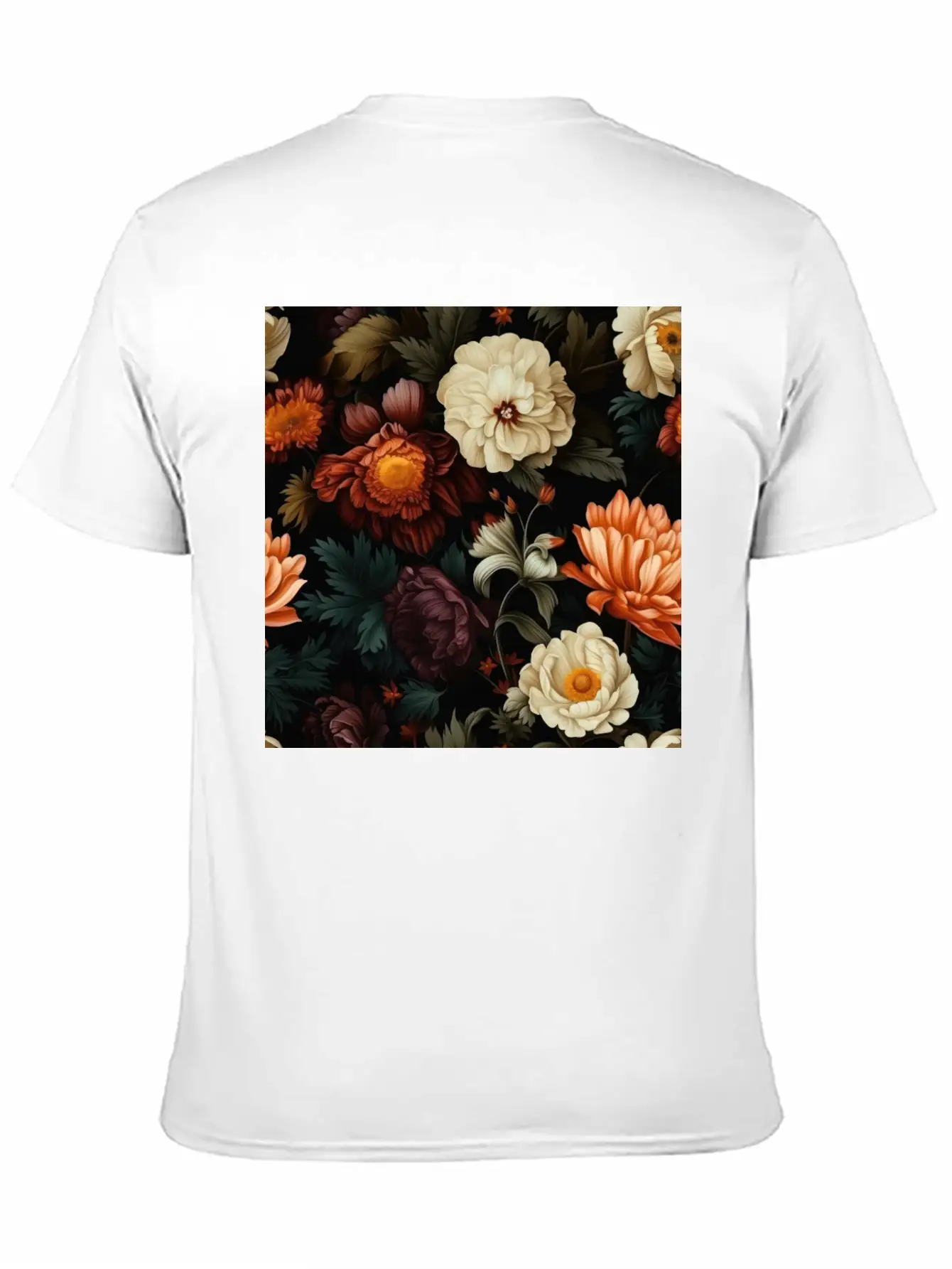 Dutch Nocturne: Luminous Floral Pastoral On Black Unisex Casual T-Shirt – Clean Design For Daily Comfort