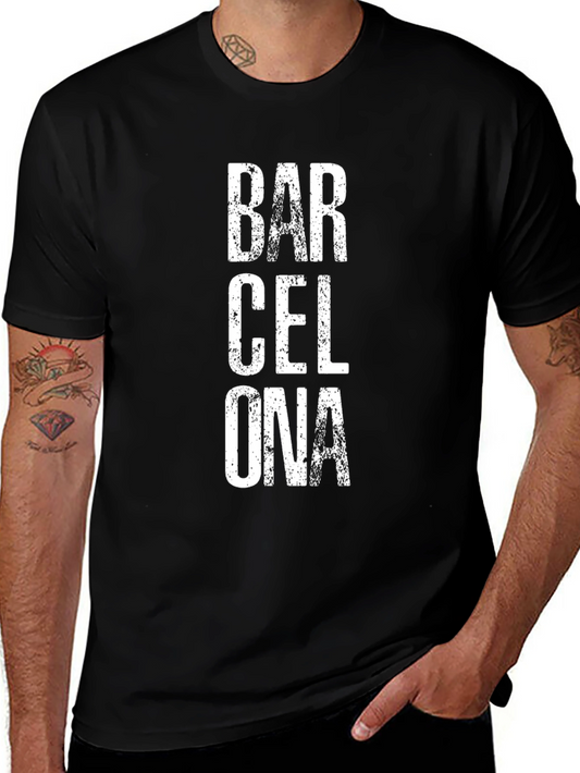 Barcelona Text Graphic T-Shirt - Casual Wear