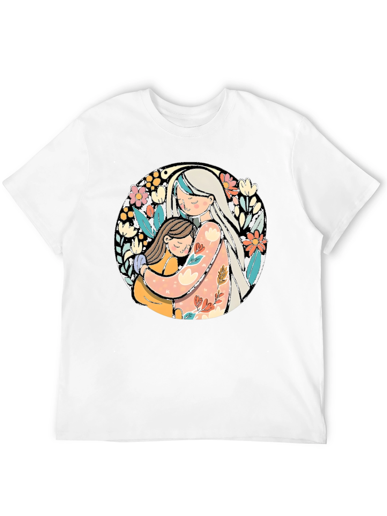 Mom & Daughter Hug Graphic Tee - Black