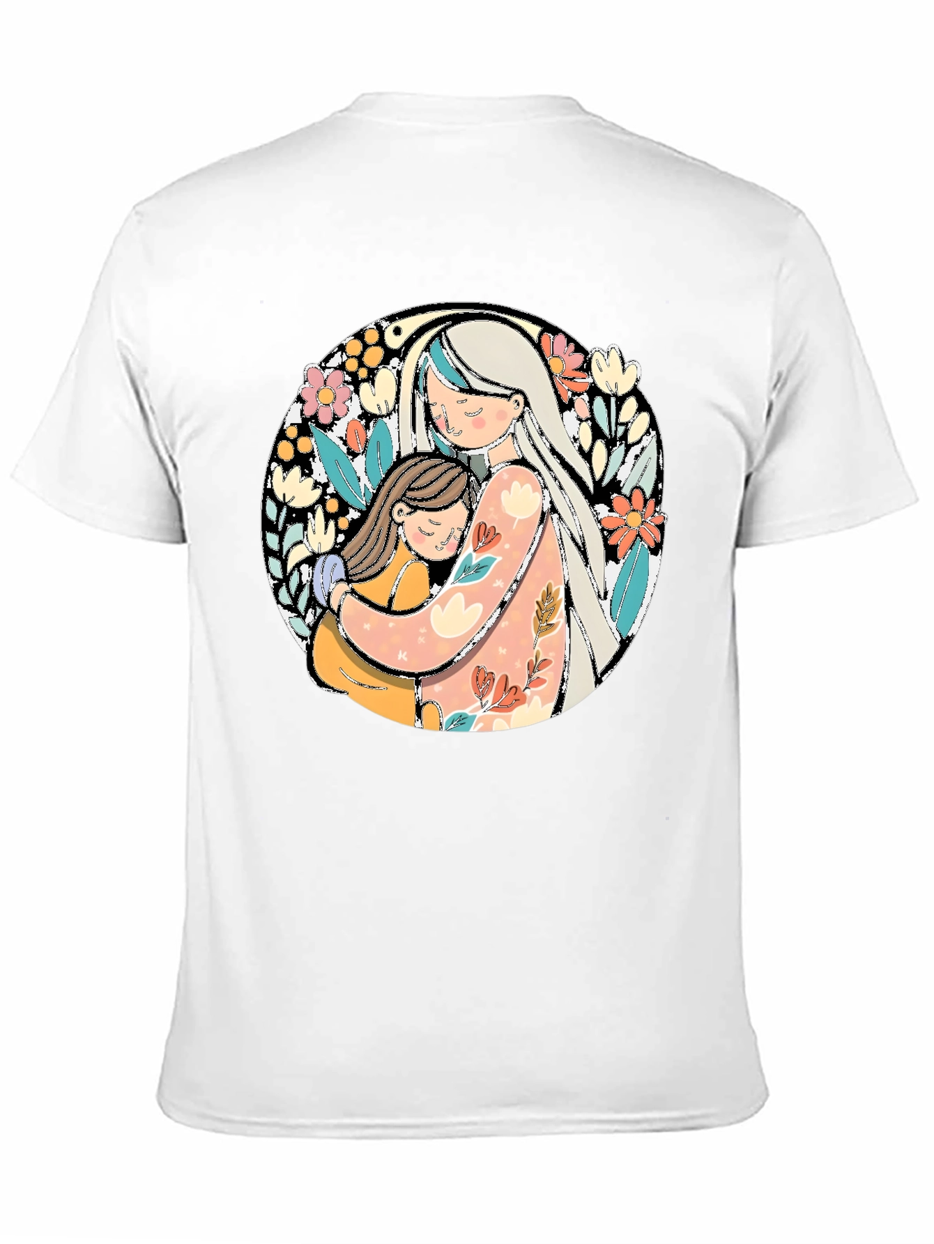 Mom & Daughter Hug Graphic Tee - Black