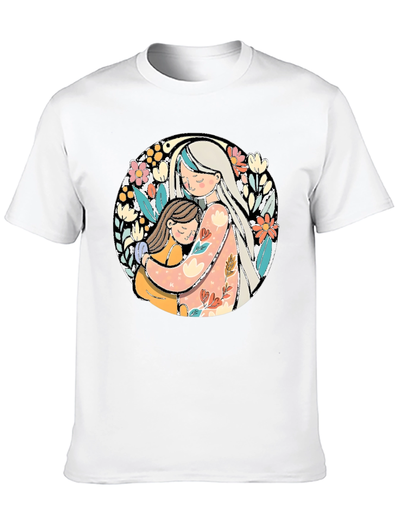 Mom & Daughter Hug Graphic Tee - Black