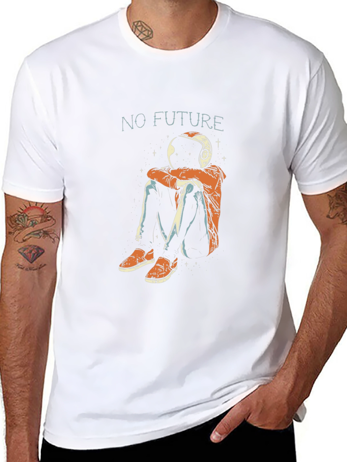 No Future Astronaut Graphic Print T-Shirt