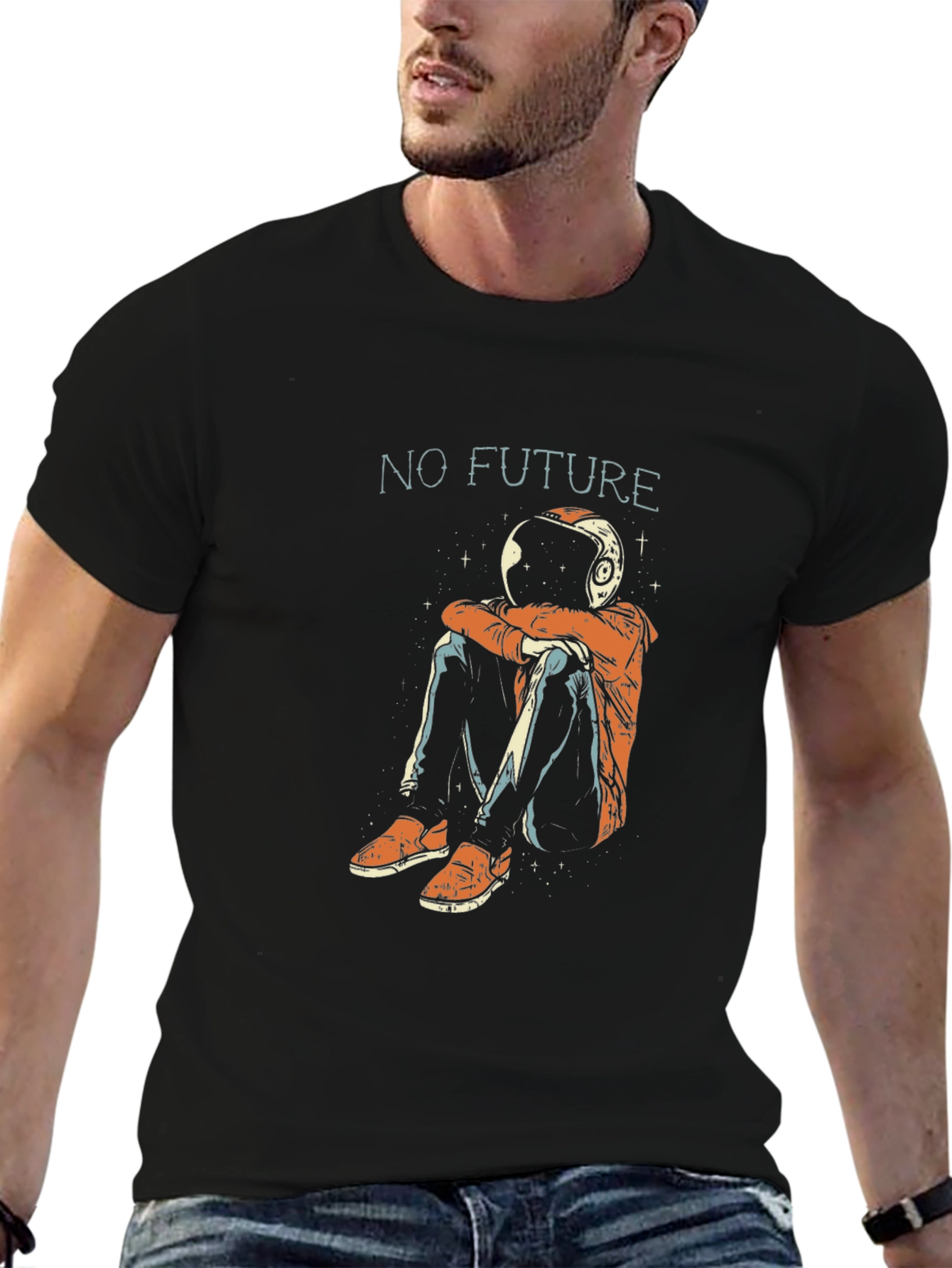 No Future Astronaut Graphic Print T-Shirt