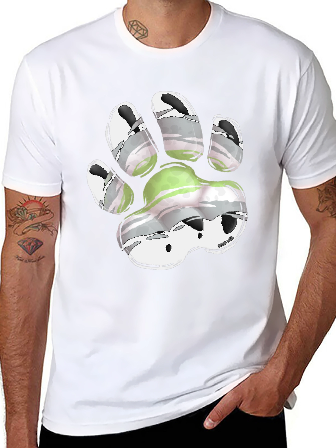Aromantic Pride Paw Print T-Shirt