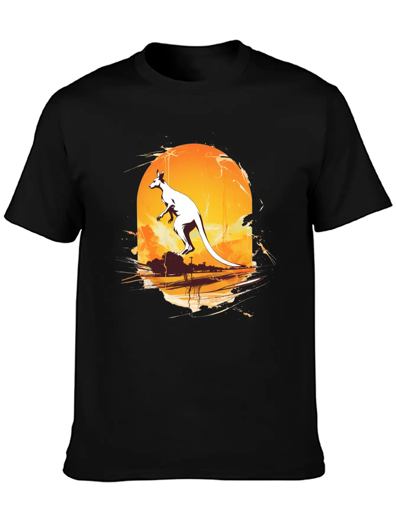 Dynamic Kangaroo Sketch Basic Graphic T-Shirt – Daily Comfort In Soft Cotton