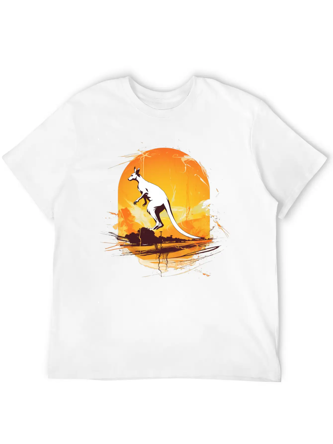 Dynamic Kangaroo Sketch Basic Graphic T-Shirt – Daily Comfort In Soft Cotton