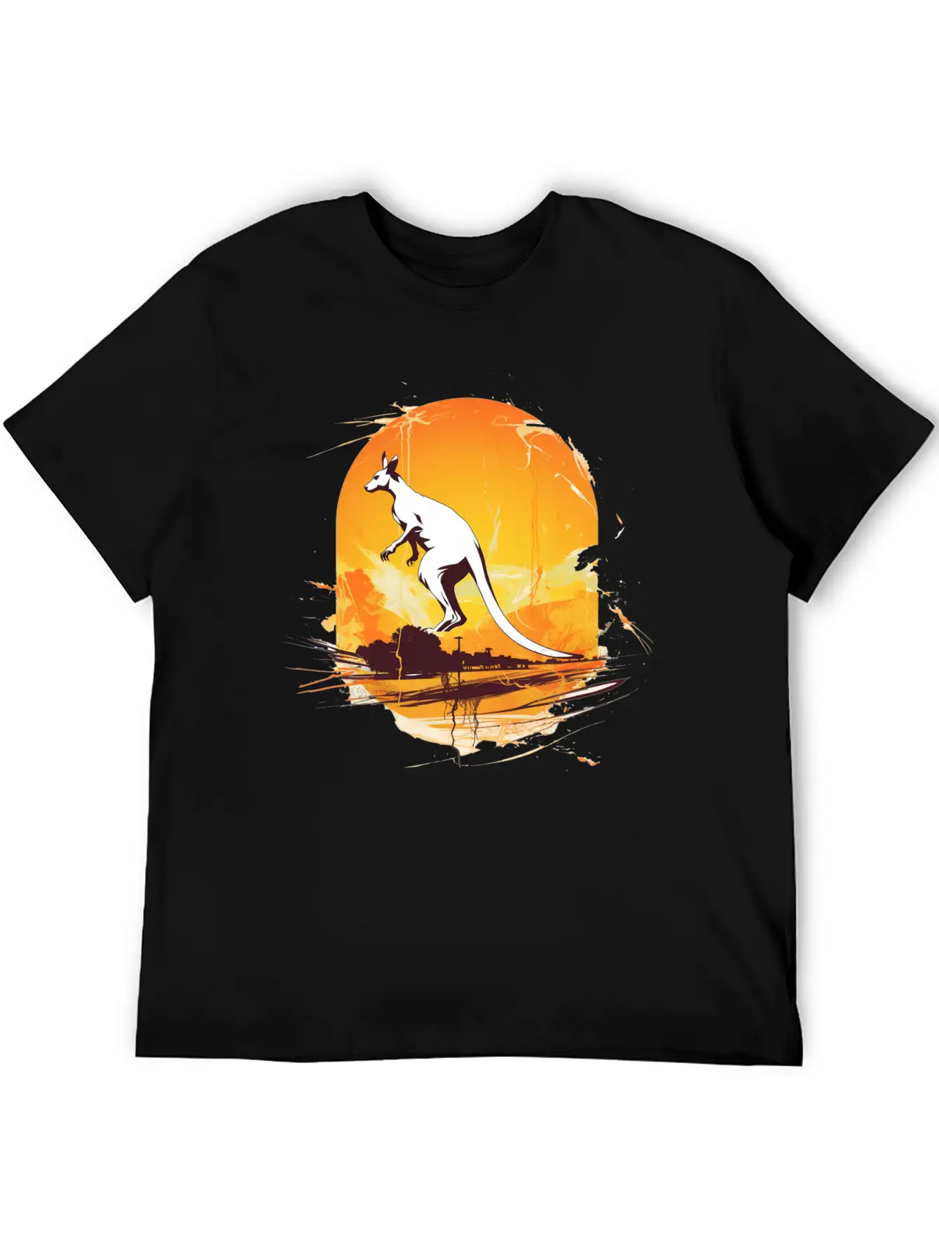 Dynamic Kangaroo Sketch Basic Graphic T-Shirt – Daily Comfort In Soft Cotton
