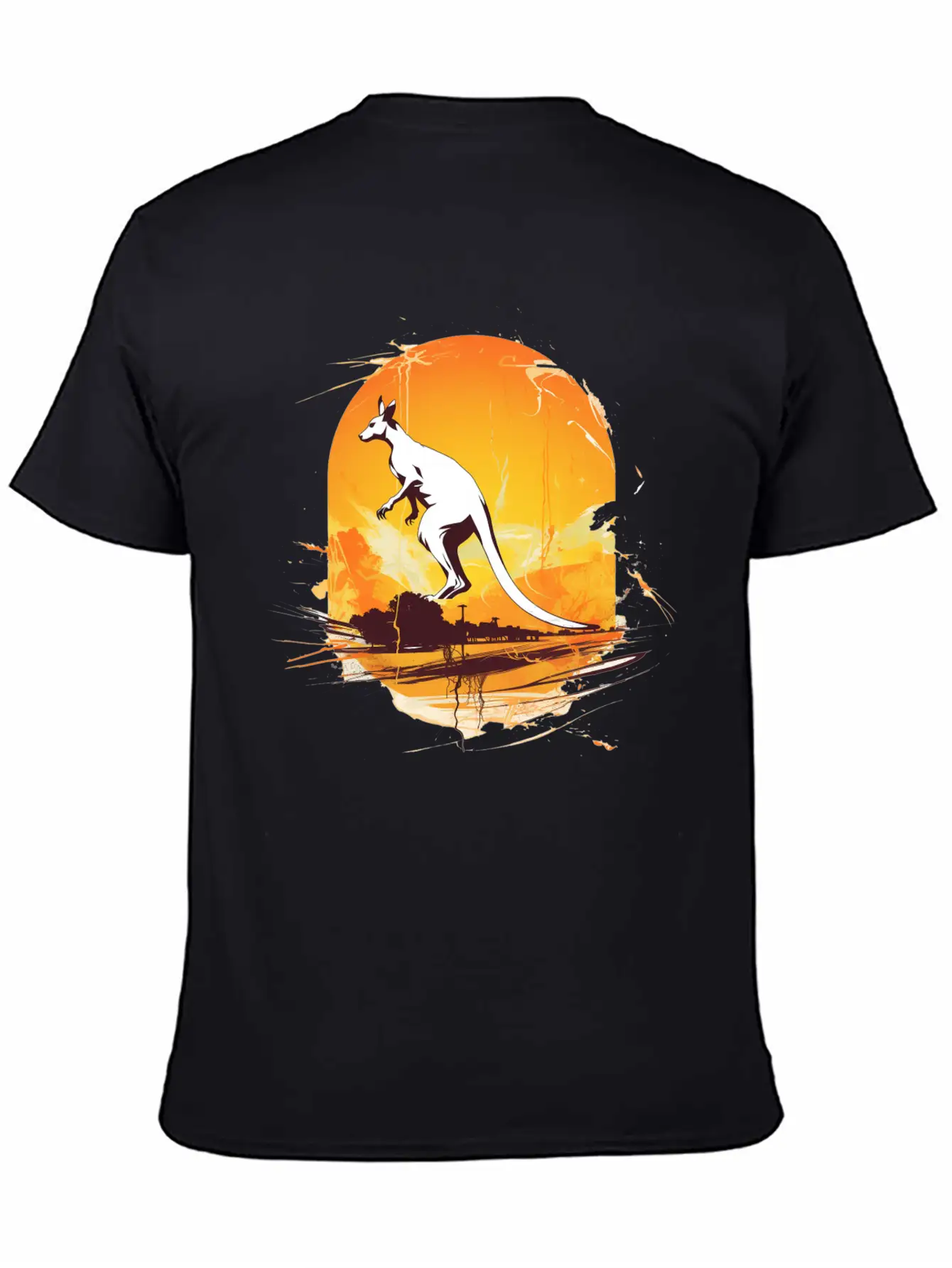 Dynamic Kangaroo Sketch Basic Graphic T-Shirt – Daily Comfort In Soft Cotton