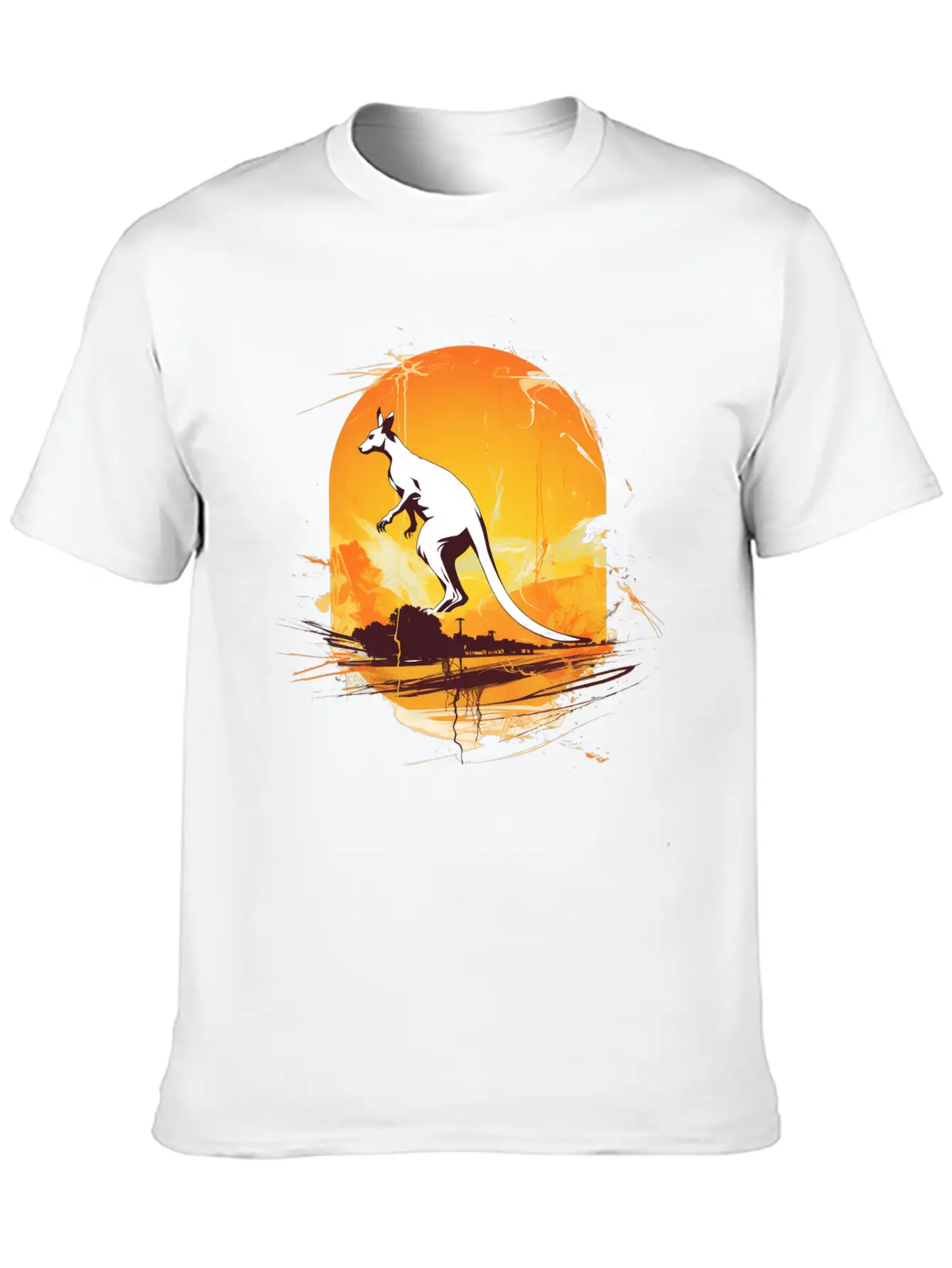 Dynamic Kangaroo Sketch Basic Graphic T-Shirt – Daily Comfort In Soft Cotton