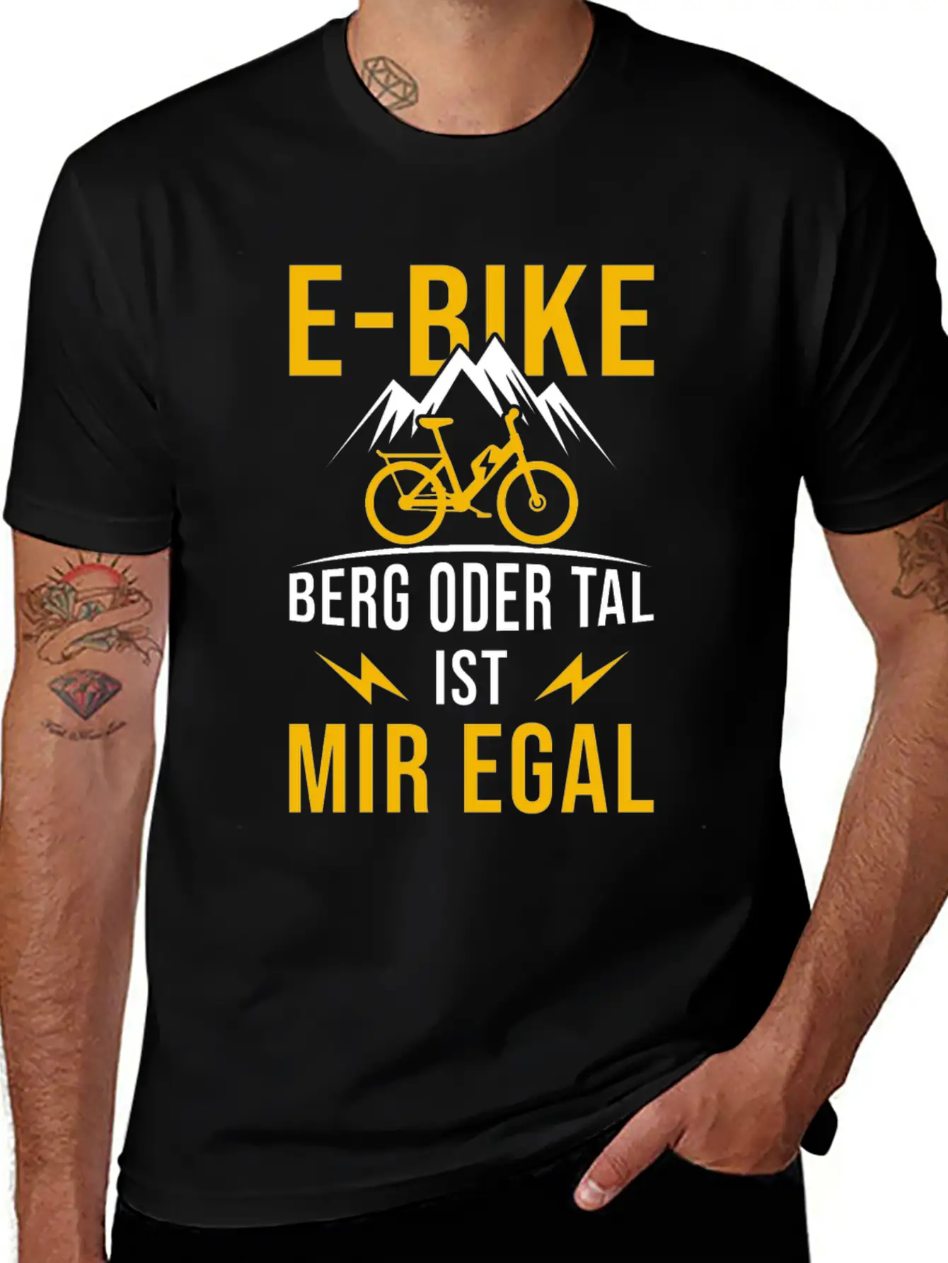 E-Bike Mountain Or Valley I Don't Care Bicycle Stylish Everyday T-Shirt – Unisex Basic Cotton Tee