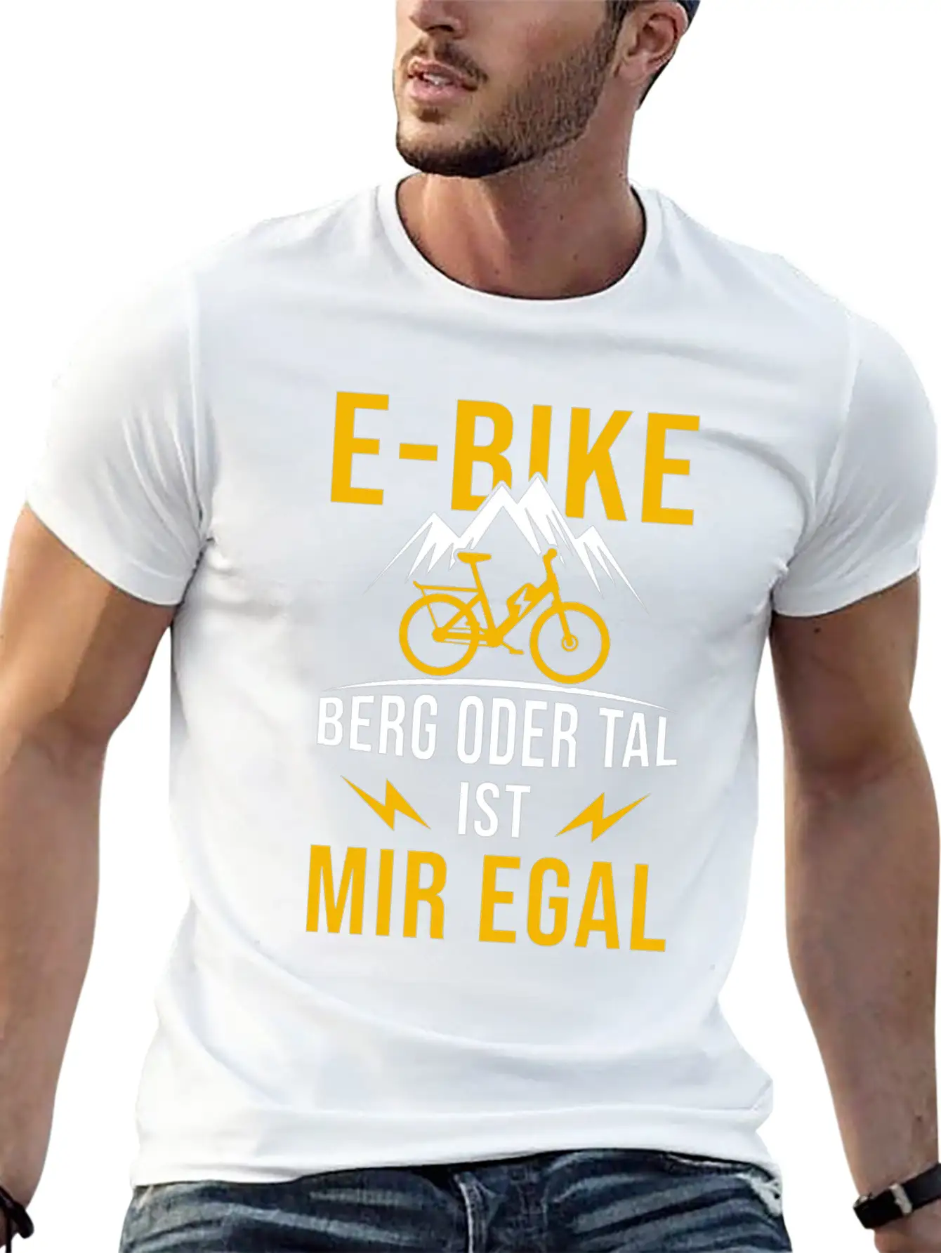 E-Bike Mountain Or Valley I Don't Care Bicycle Stylish Everyday T-Shirt – Unisex Basic Cotton Tee
