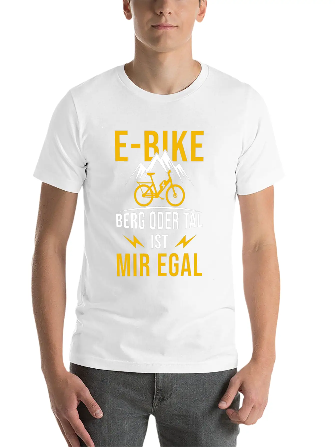 E-Bike Mountain Or Valley I Don't Care Bicycle Stylish Everyday T-Shirt – Unisex Basic Cotton Tee