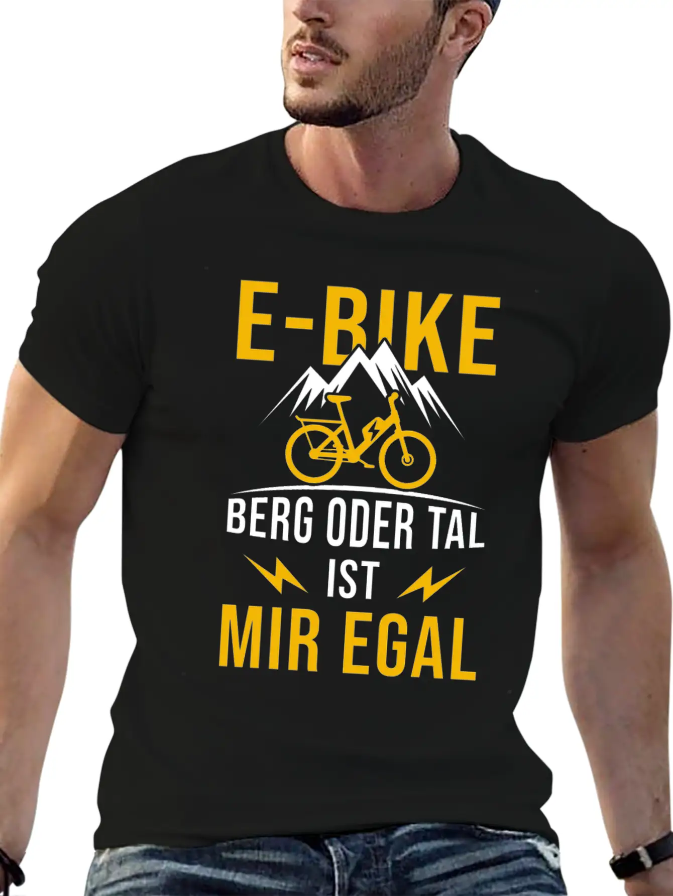 E-Bike Mountain Or Valley I Don't Care Bicycle Stylish Everyday T-Shirt – Unisex Basic Cotton Tee