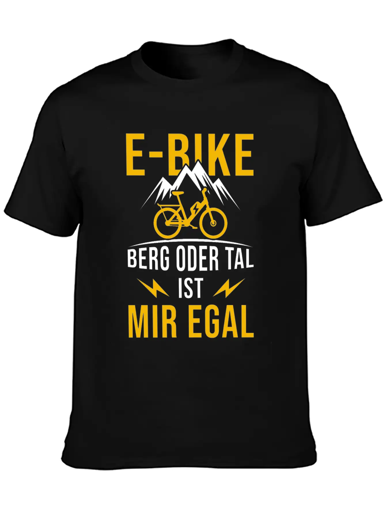 E-Bike Mountain Or Valley I Don't Care Bicycle Stylish Everyday T-Shirt – Unisex Basic Cotton Tee