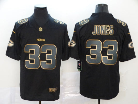 Men's Green Bay Packers Aaron Jones #33 Black Game Jerseys