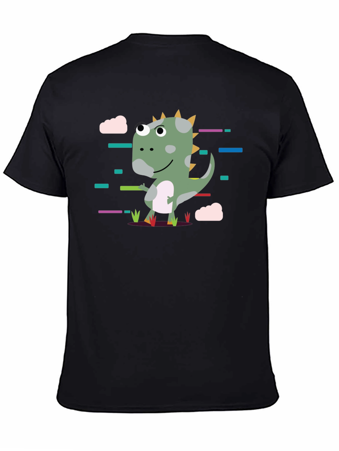Cartoon Dinosaur Black T-Shirt