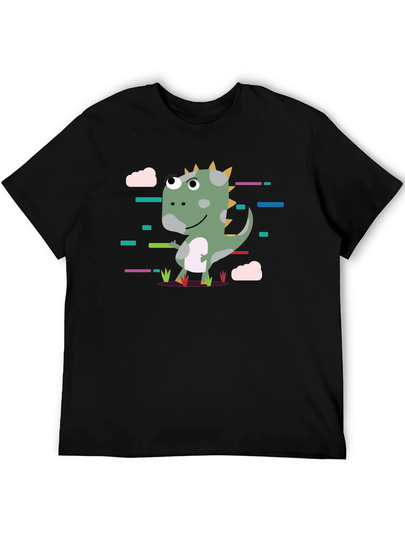 Cartoon Dinosaur Black T-Shirt