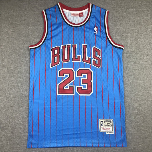 Men's Chicago Bulls Michael Jordan #23 Blue Hardwood Classics Authentic Jerseys