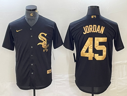 Men's Chicago White Sox Michael Jordan #45 Black Replica Team Jerseys
