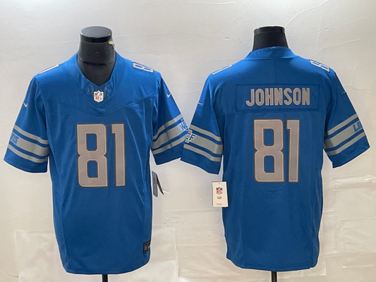 Men's Detroit Lions Calvin Johnson #81 Blue Player Game Jerseys