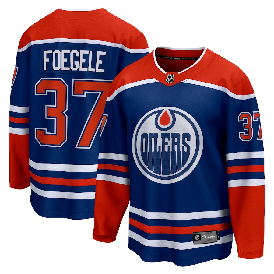 Men's Edmonton Oilers Warren Foegele #37 Royal Home Breakaway Jerseys
