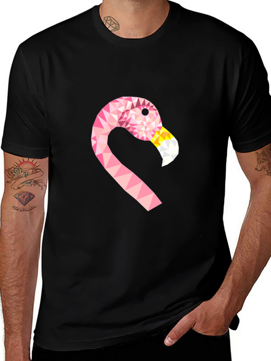 Geometric Flamingo Tee - Black Cotton Blend