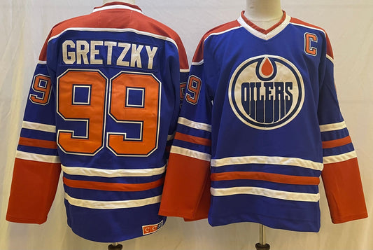 Men's Edmonton Oilers Wayne Gretzky #99 Navy Breakaway Player Jerseys