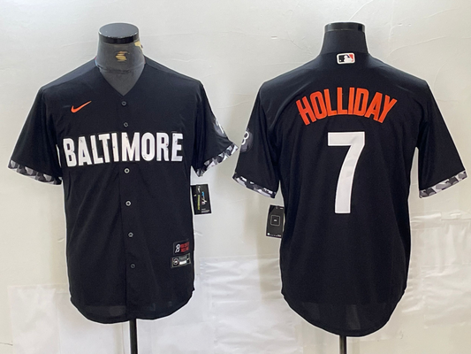 Men's Baltimore Orioles Jackson Holliday #7 Black City Connect Replica Player Jerseys