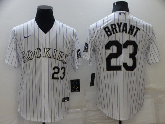 Men's Colorado Rockies Kris Bryant #23 White Replica Baseball Jerseys