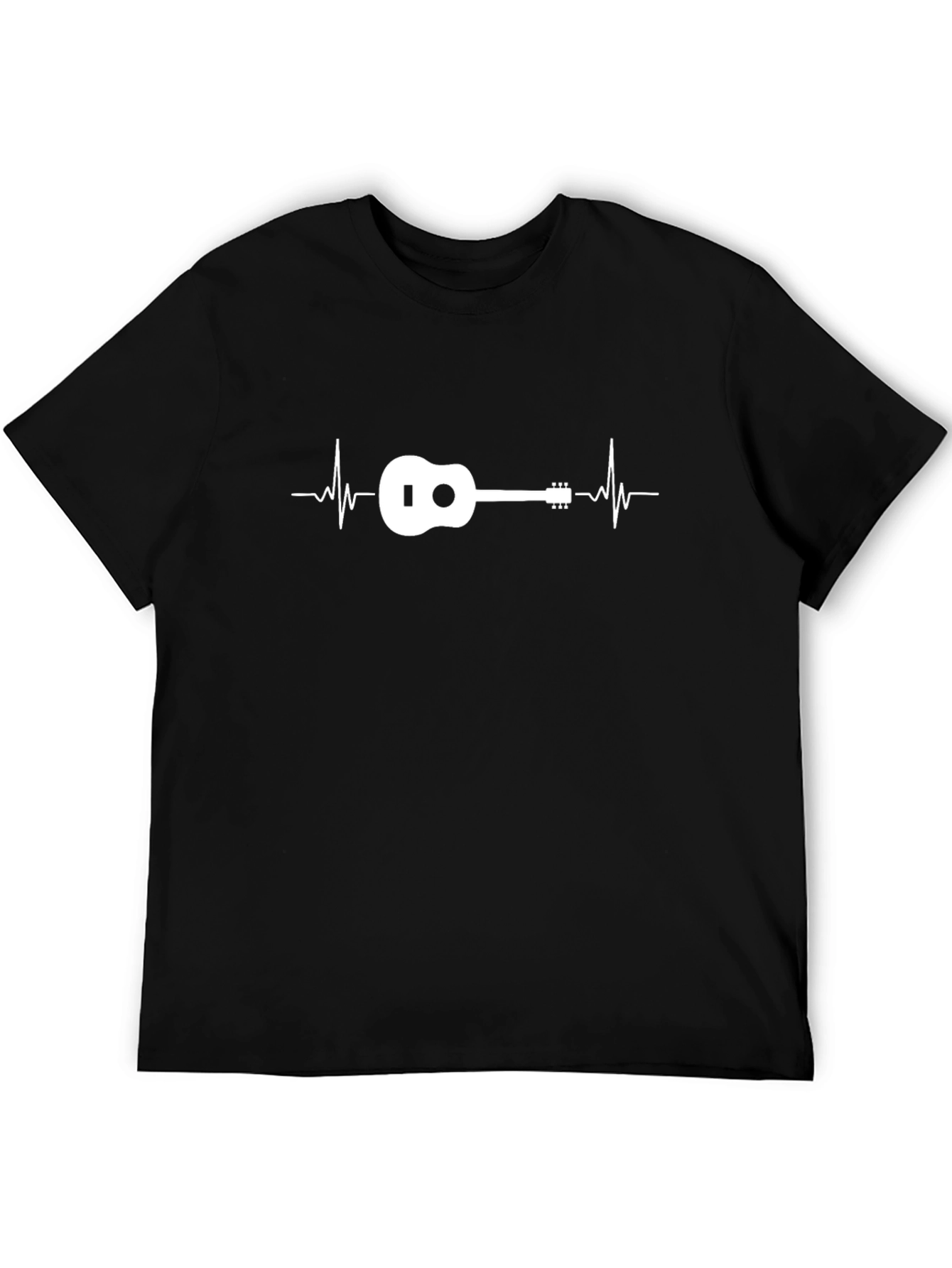 Ukulele Heartbeat Graphic Black T-Shirt