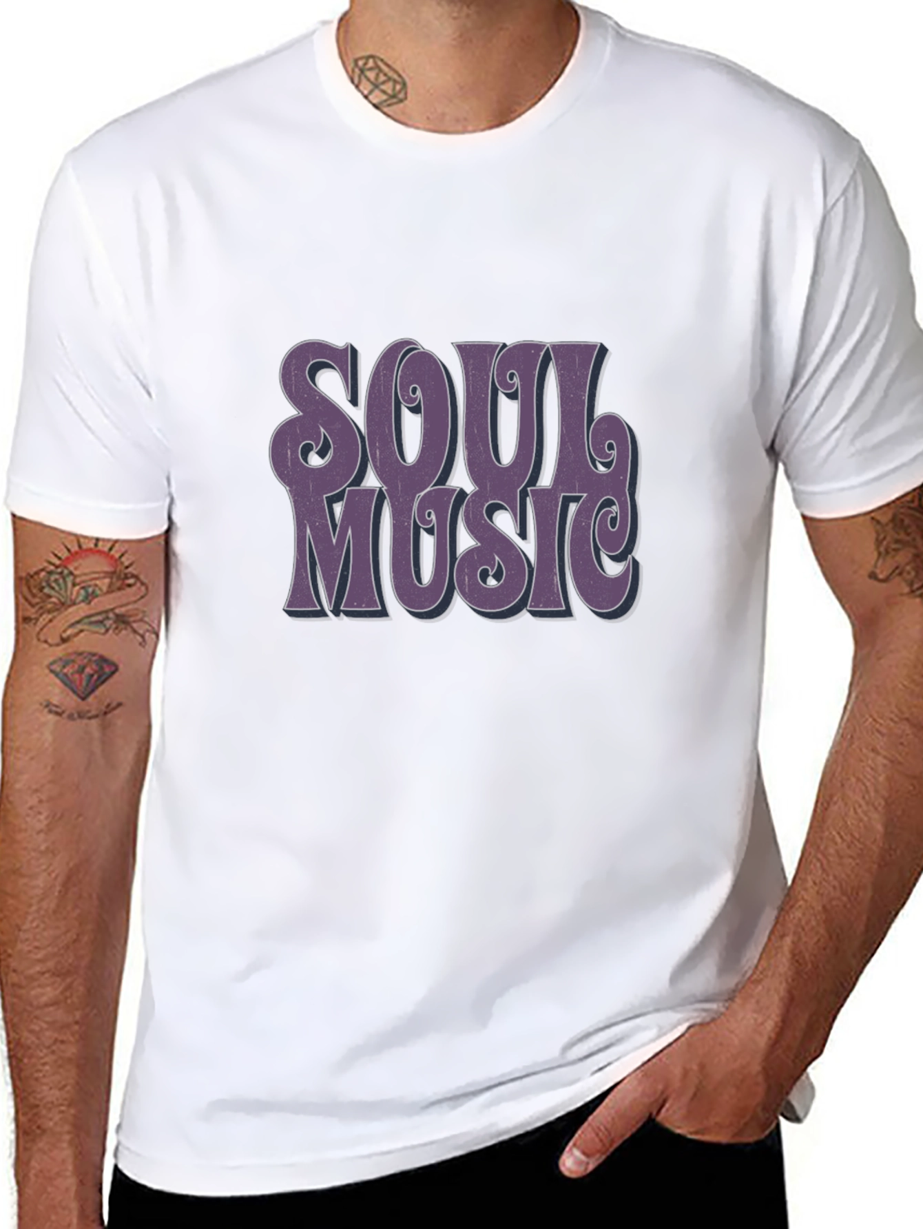 Retro Soul Music Graphic Tee - Black Casual T-Shirt